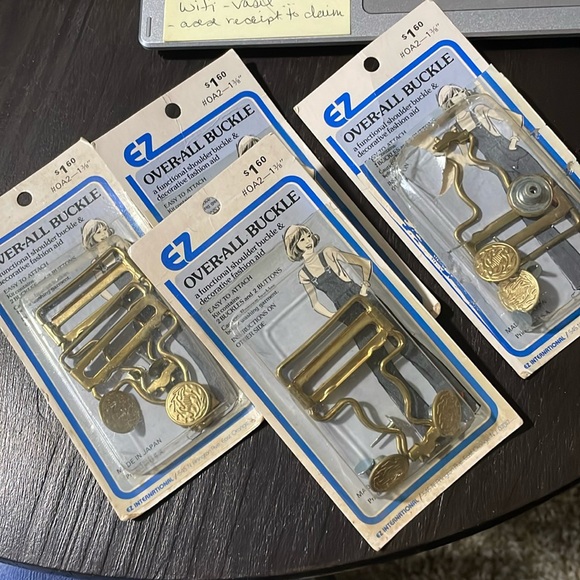 Vintage EZ Over-All Overall Buckle set: 3 full sets-1 partial, OA2–1 3/8” - Picture 1 of 1